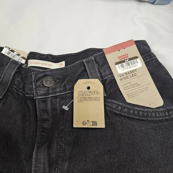 Levi's '94 Baggy Wide Leg Black Jeans 26 - Picture 4 of 12